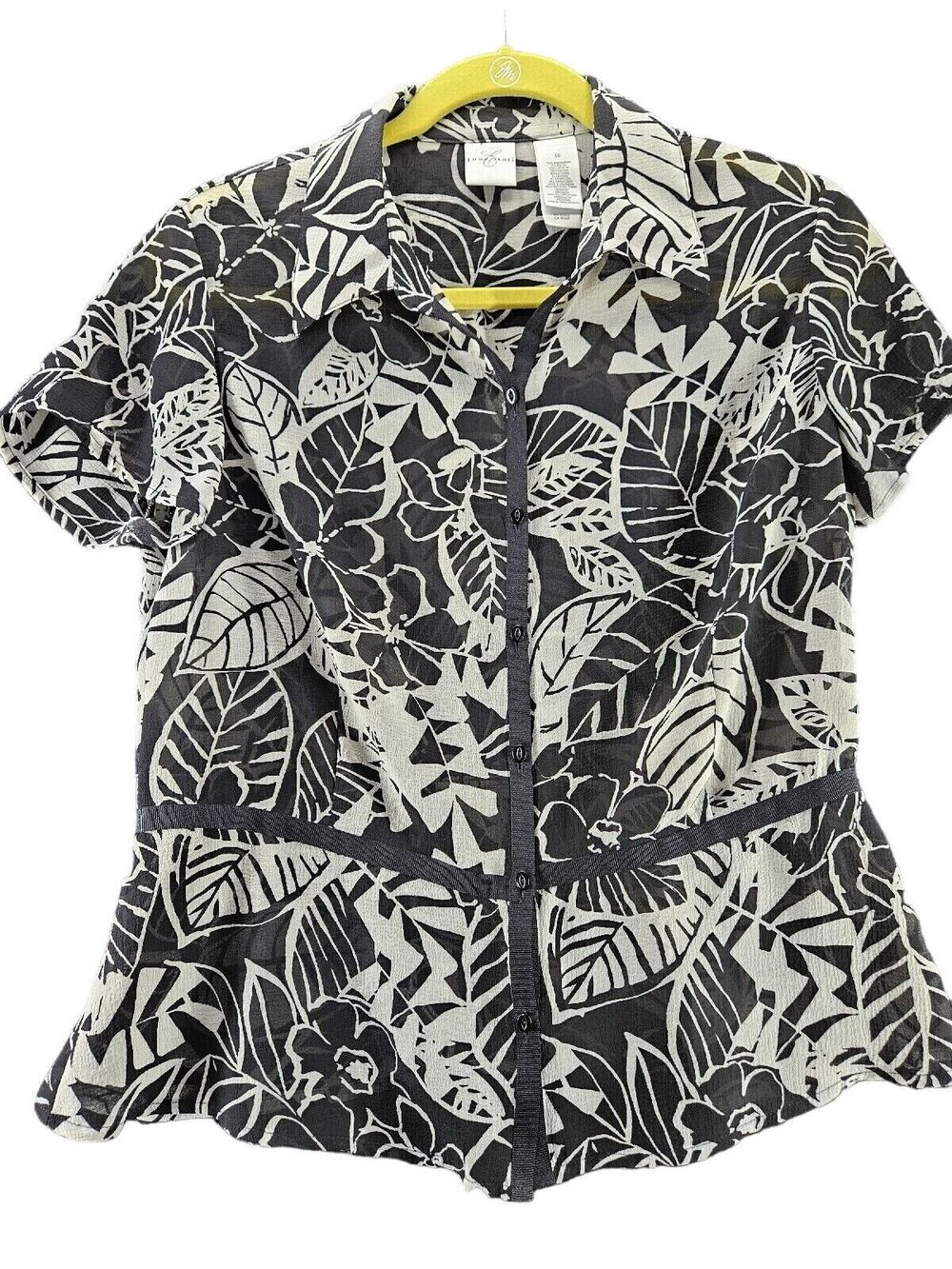 Emma James Womens Button Up Blouse Multi-Color Size 10 100% Polyester